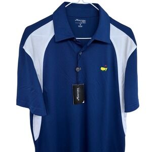 NEW Masters Tech Golf Polo Shirt‎ Medium Mens Navy Blue White The Masters PGA